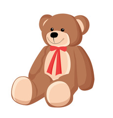 Teddy Bear with Ribbon Poster Vector Illustration