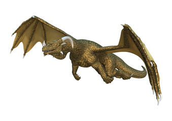 3D Rendering Fantasy Dragon on White