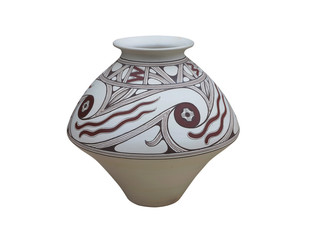 Vases with native american pattern vase isolated on white background © alexrow