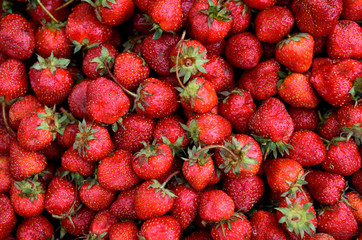 A pile of strawberries
