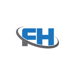 Obraz premium Initial letter FH, overlapping swoosh ring logo, blue gray color