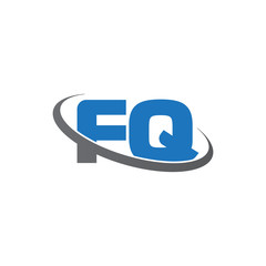 Initial letter FQ, overlapping swoosh ring logo, blue gray color