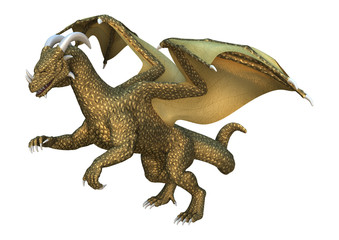 3D Rendering Fantasy Dragon on White