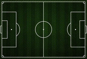 Realistic Vector Football - Soccer Field. Top View Of A Soccer Field vector. Green grass soccer field background with knitted.