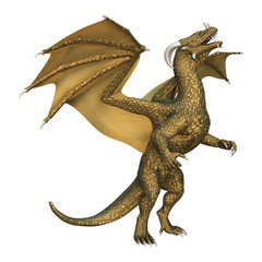 3D Rendering Fantasy Dragon on White