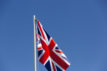 Fototapeta na wymiar UK flag on a flagpole