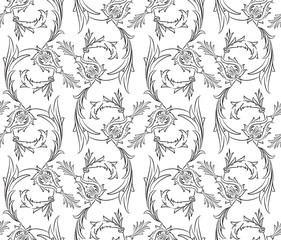 Floral swirls seamless pattern