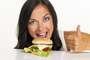 woman with a hamburger