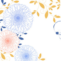 Hand-drawing floral background with flower gerbera. Element for design. Vector illustration.