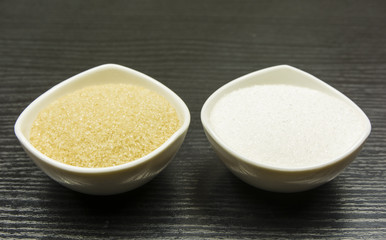 Comparison of white and cane sugar.