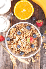 healthy breakfast with muesli and berry