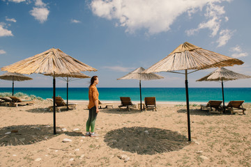Cirali sand beach and a lonely female traveler