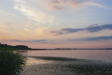 A wonderful sunset on the Dnipro River. Ukraine