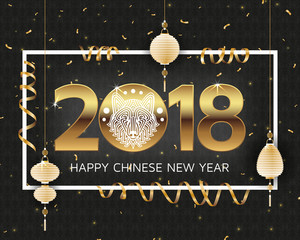 Chinese New Year background with creative stylized dog. Vector illustration