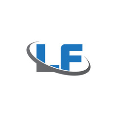 Initial letter LF, overlapping swoosh ring logo, blue gray color