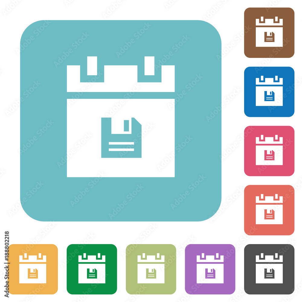 Poster save schedule data rounded square flat icons