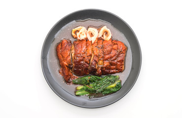 roasted duck on white background