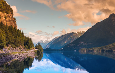 Hardanger Fjord Norway landscape.