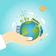 Planet earth with clean energy sources - 188803219