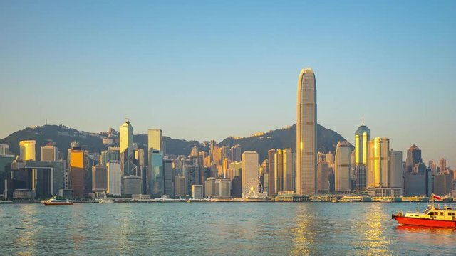 Timelapse video of morning in Hong Kong city skyline Time Lapse 4K