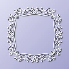 Vintage decorative frame. Elegant ornamental template for design of birthday and greeting card, wedding invitation with place for text. Vector illustration