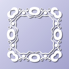 Vintage decorative frame. Elegant ornamental template for design of birthday and greeting card, wedding invitation with place for text. Vector illustration