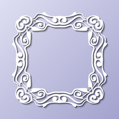 Vintage decorative frame. Elegant ornamental template for design of birthday and greeting card, wedding invitation with place for text. Vector illustration