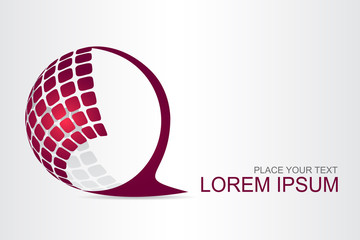 Logo stylized spherical surface with abstract shapes