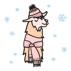 Vector illustration. Cute character lama