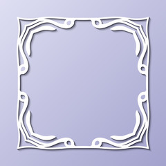 Vintage decorative frame. Elegant ornamental template for design of birthday and greeting card, wedding invitation with place for text. Vector illustration