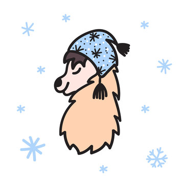 Vector illustration. Cute character lama