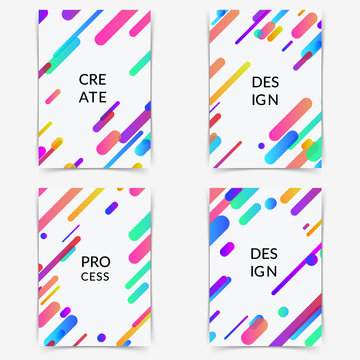 Thin modern trendy colorful halftone gradient neon line poster