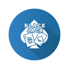 Blackjack flat design long shadow glyph icon
