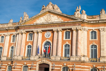 Fototapeta na wymiar Town Hall of Toulouse on a sunny day, Capitole place