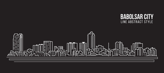 Cityscape Building Line art Vector Illustration design - Babolsar city