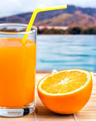Orange Juice Squeezed Indicates Healthy Eating And Fresh