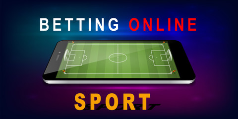 Smart phone as football field. vector sport betting banner