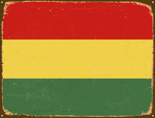 Vintage Metal Sign - Bolivia Flag - Vector EPS10. Grunge scratches and stain effects can be easily removed for a cleaner look.
