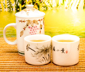 Tea On Patio Shows Break Time And Breaks