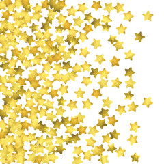 Star confetti. Gold random confetti background