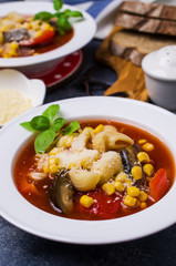 Traditional Italian soup with pasta