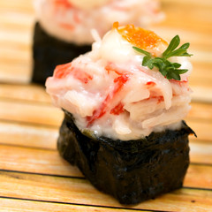 Wrapped Sushi Indicates Asian Food And Cuisine