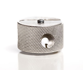 Metallic Pen Sharpener Isolated on White.