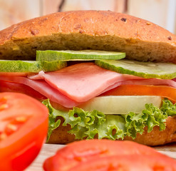Salad And Roll Indicates Sandwich Ham Cheese And Delicious