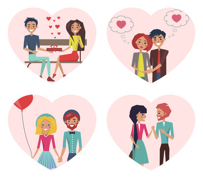 Couples in Love Images Set Vector Illustration