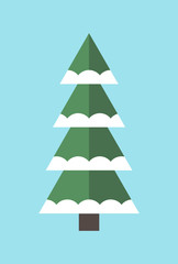 New Year Tree Icon Decorated by Snow Vector Symbol