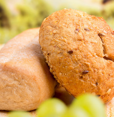 Organic Roll Represents Loaf Baguettes And Baked