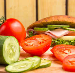 Roll Ham Salad Means Tomato Sliced And Breads