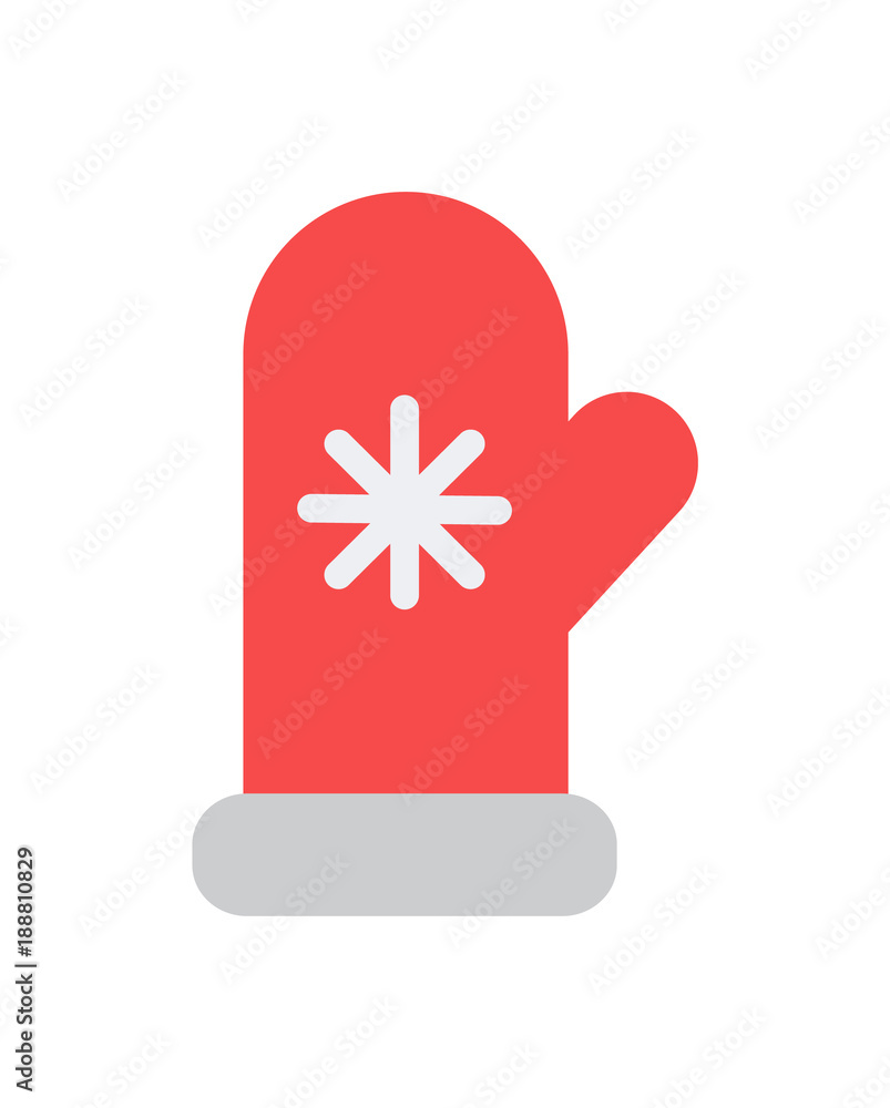 Poster mittens icon with knitted snowflake vector item