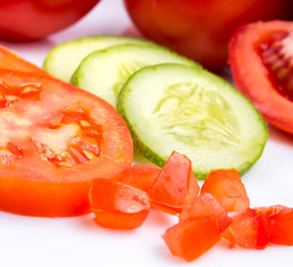 Tomato Cucumber Salad Means Ripe Fresh And Food